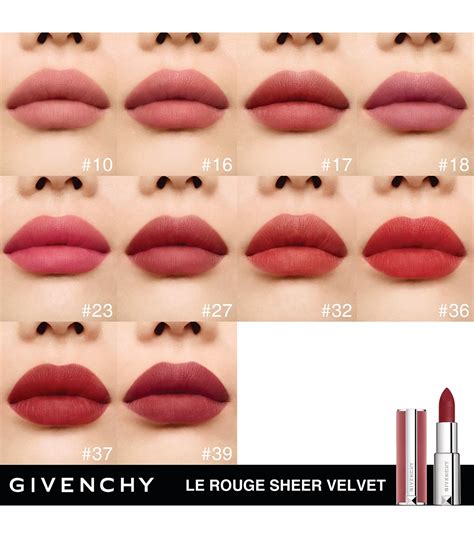 givenchy le rouge sheer velvet swatches|givenchy le rouge interdit lipstick.